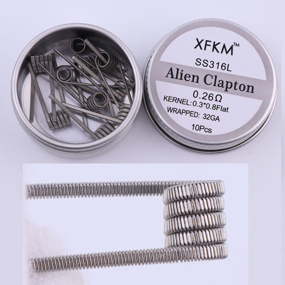 Clapton Wire Pre Built - ขดลวด Alien clapton SS316L 10ชิ้น/กล่องคอยล์สำเร็จรูปสำหรับเครื่องฉีดน้ำ RDA
