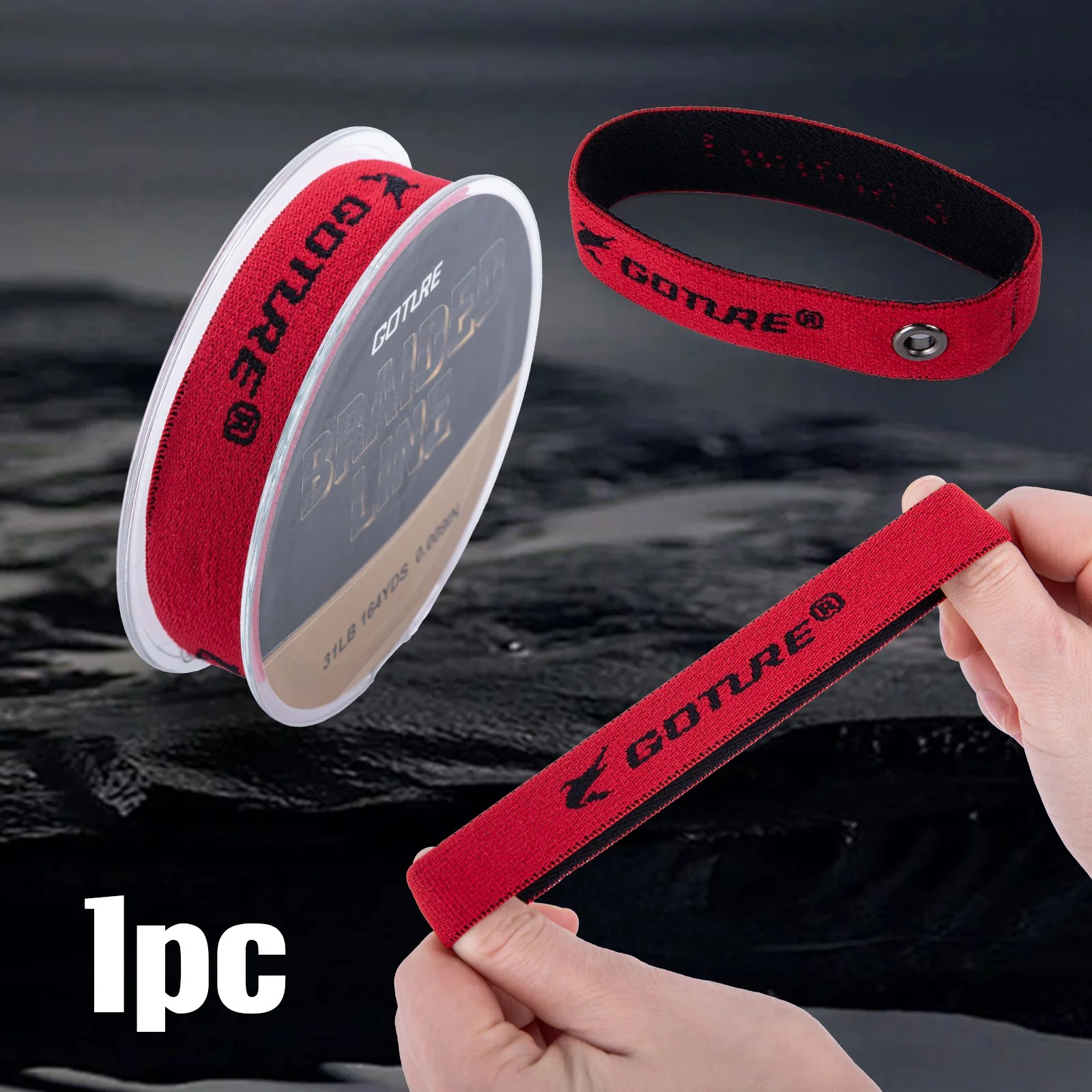 Mesh Coil Strip - Goture 1 ชิ้น สายรัดควบคุมสายเอ็นตกปลาแบบยืดหยุ่น สำหรับสายถักและสายลีดเดอร์ ช่วยจัดระเบียบและป้องกันสายพันกัน