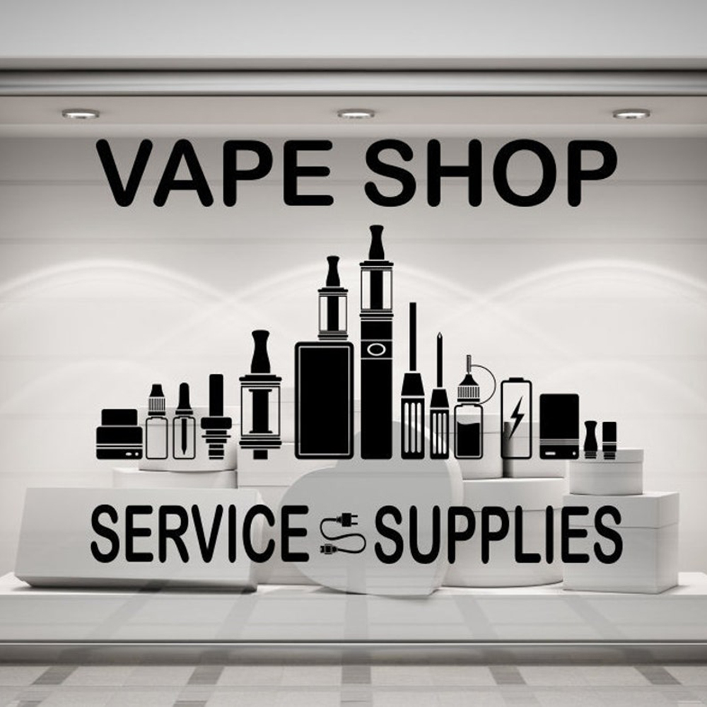 Vaping Shop - Vape Shop บุหรี่อิเล็กทรอนิกส์บริการและอุปกรณ์สติ๊กเกอร์ติดผนังหน้าต่างรูปลอกไวนิล Shop ตกแต่งกันน้ํา
