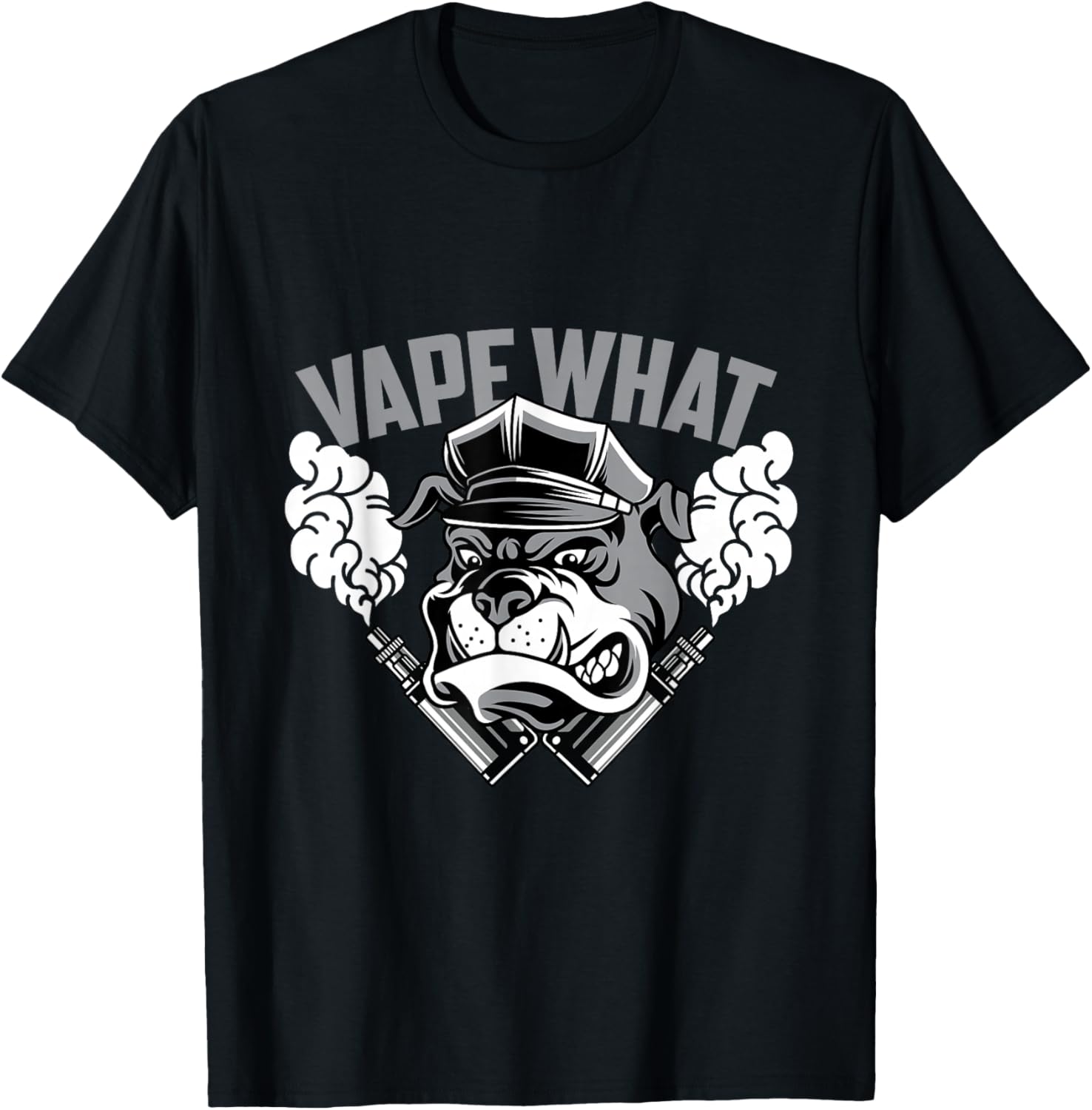 Vaping Shop - เสื้อยืดคอกลมแขนสั้นผ้าฝ้ายพิมพ์ลายกราฟิก Vape What Bulldog สำหรับผู้ชาย