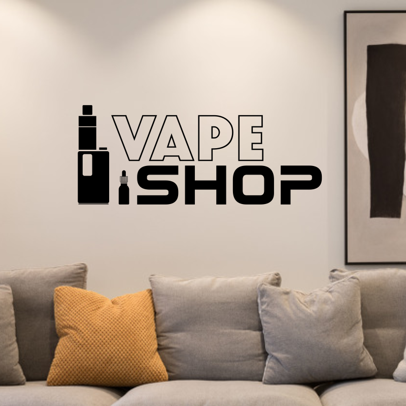 Vaping Shop - สติ๊กเกอร์ติดผนังไวนิล ป้ายร้านขายบุหรี่ไฟฟ้า โปสเตอร์ สติ๊กเกอร์ติดผนัง ตกแต่งบ้าน ลอกออกได้