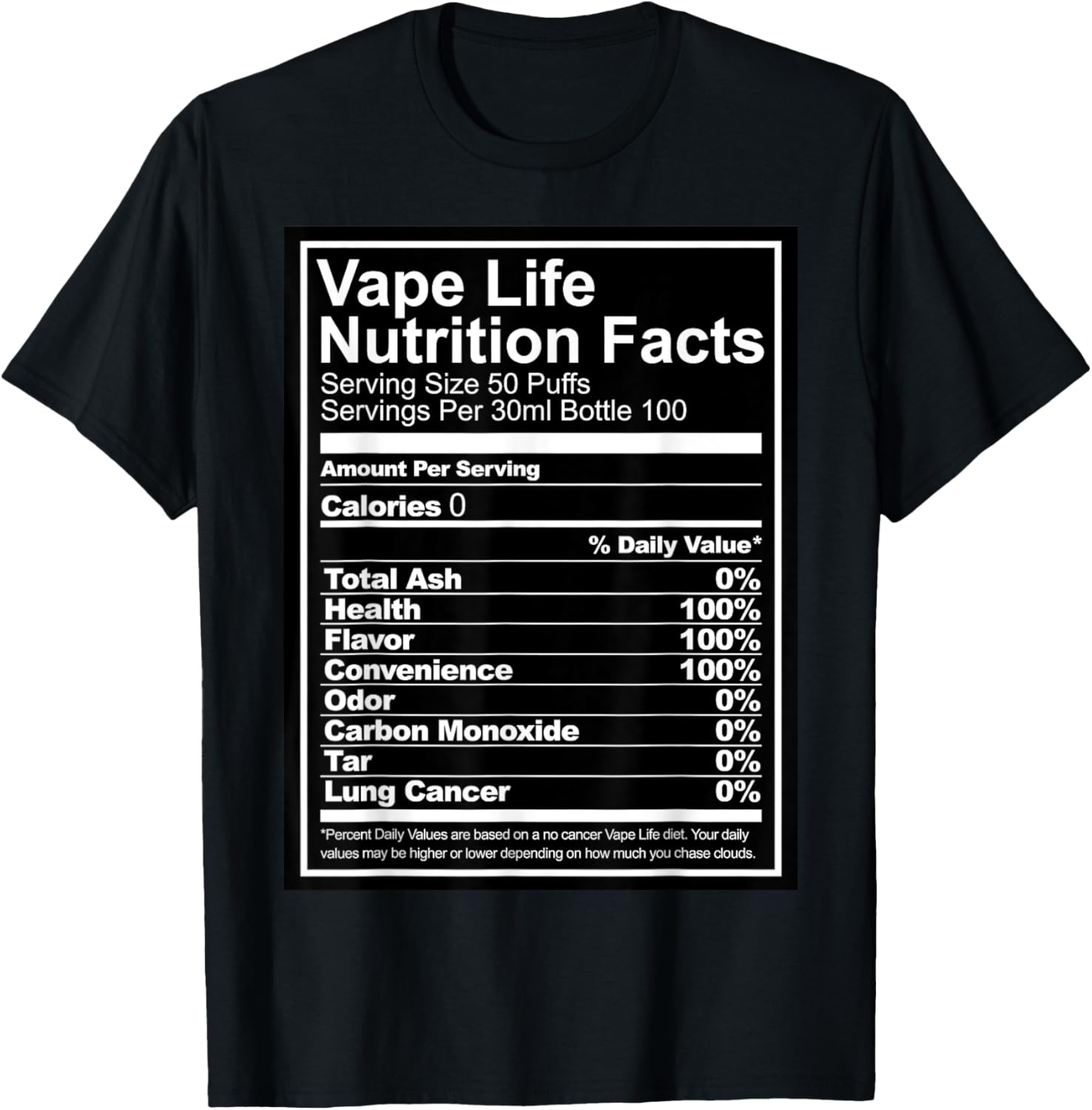 Vaping Shop - เสื้อยืดกราฟิก Vape Life Nutrition Facts เสื้อยืดผ้าฝ้ายผู้ชายลายตลกสำหรับผู้ที่ชอบการสูบบุหรี่ไฟฟ้า