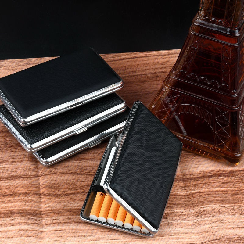 Smoking & Vaping Accessories - กล่องใส่บุหรี่แบบใหม่ 5.5 นิ้ว บางเฉียบ ทำจากโลหะและหนัง บรรจุได้