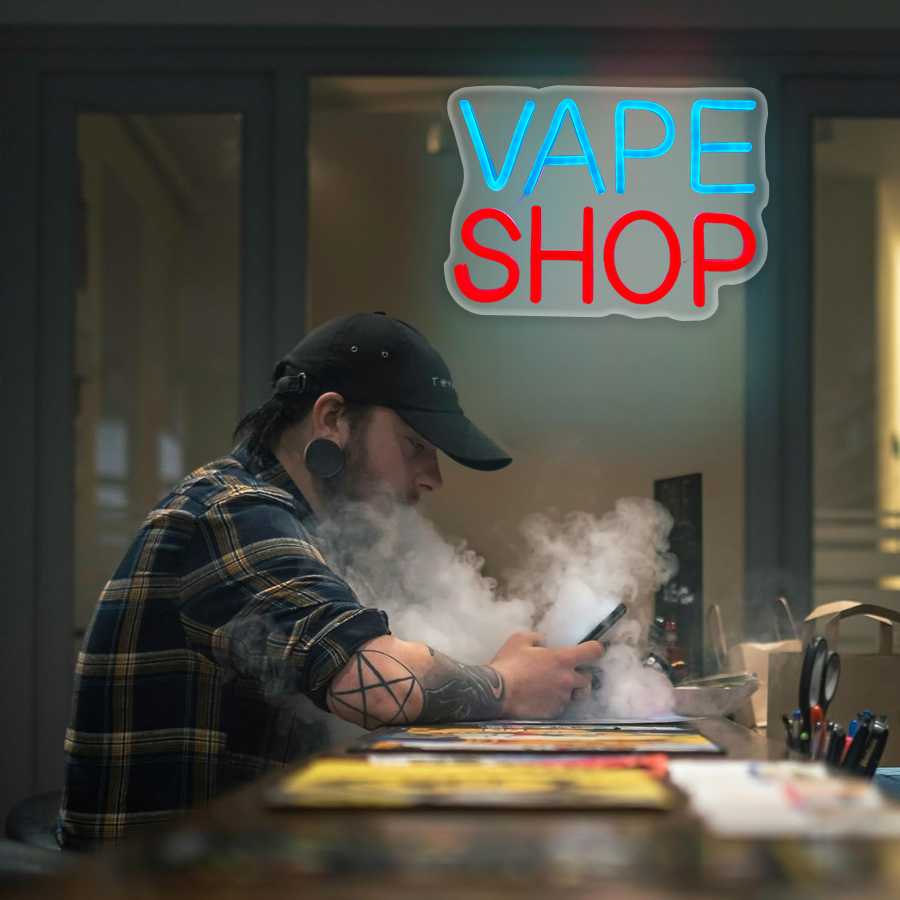 ป้ายไฟนีออนร้านขายบุหรี่ไฟฟ้าส - Vaping Shop บทวิจารณ์และราคา